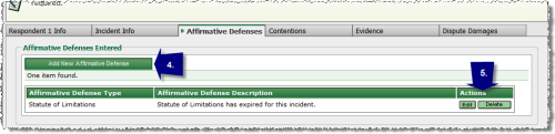 Adding/Editing Respondent Affirmative Defense Adding/Editing Respondent Affirmative Defense